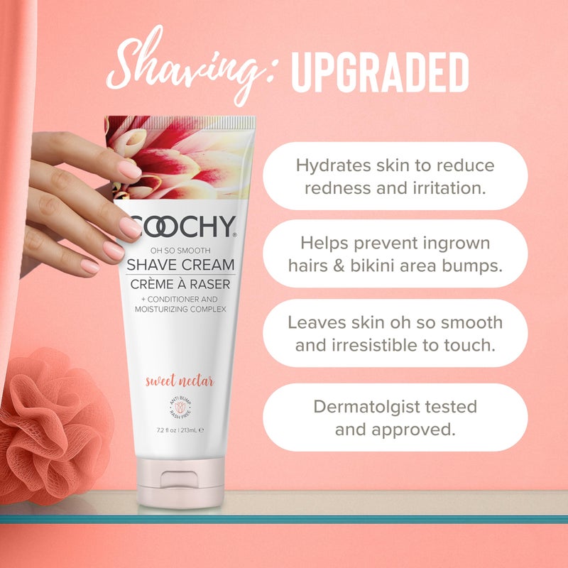 Coochy Shave Cream - Moisturizing Shave Lotion - Gentle Intimate Shaving Cream - For Bikini Area, Underarms, Legs & More - Rash-Free, Hydrating Formula - Sweet Nectar, 7.2 oz - Image 2